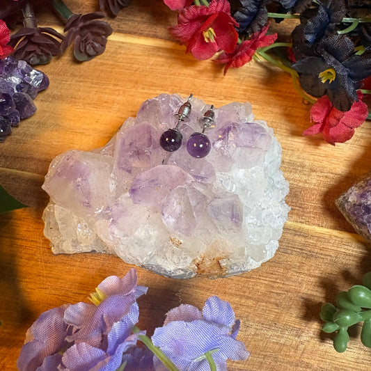 Amethyst Aura Stud Earrings