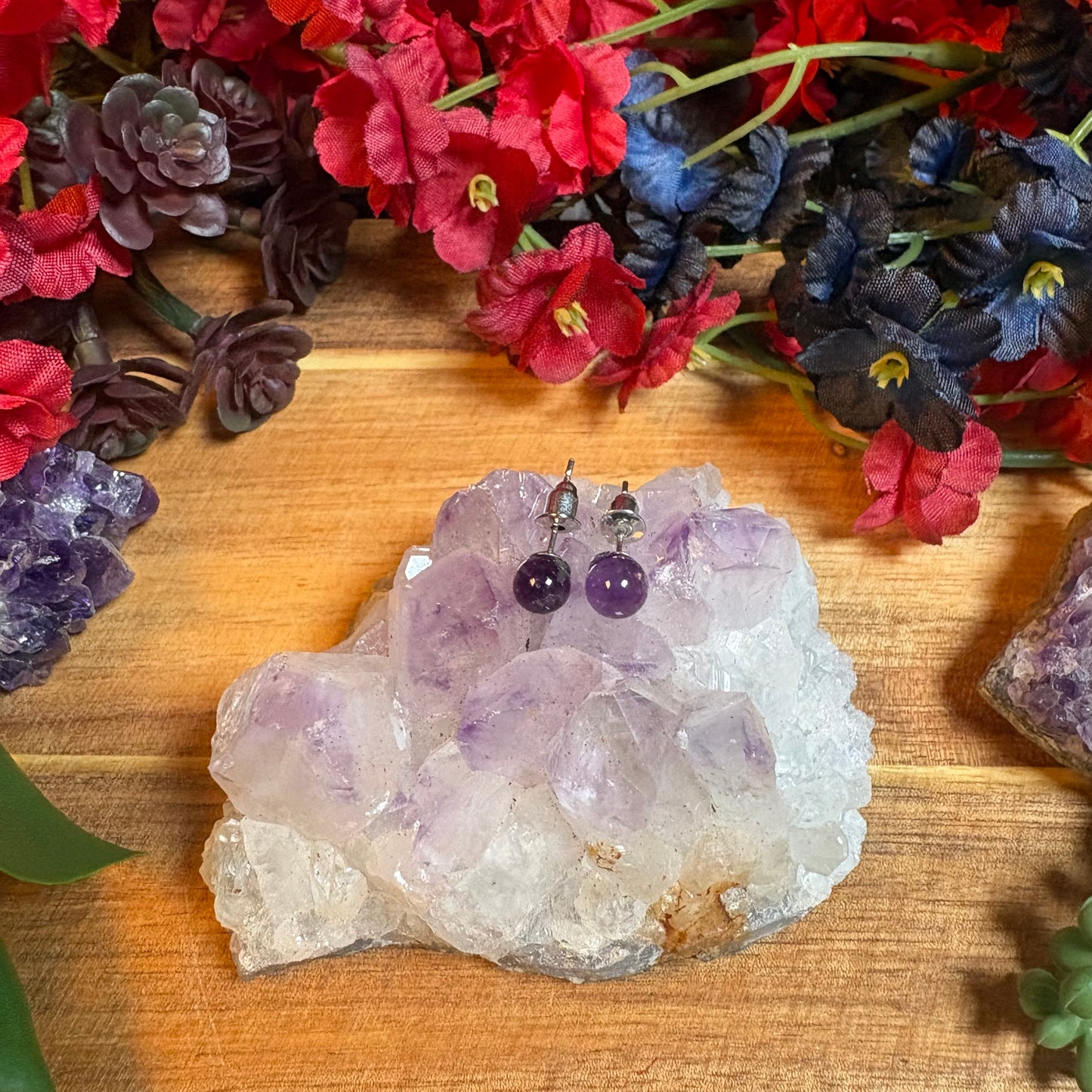 Amethyst Aura Stud Earrings