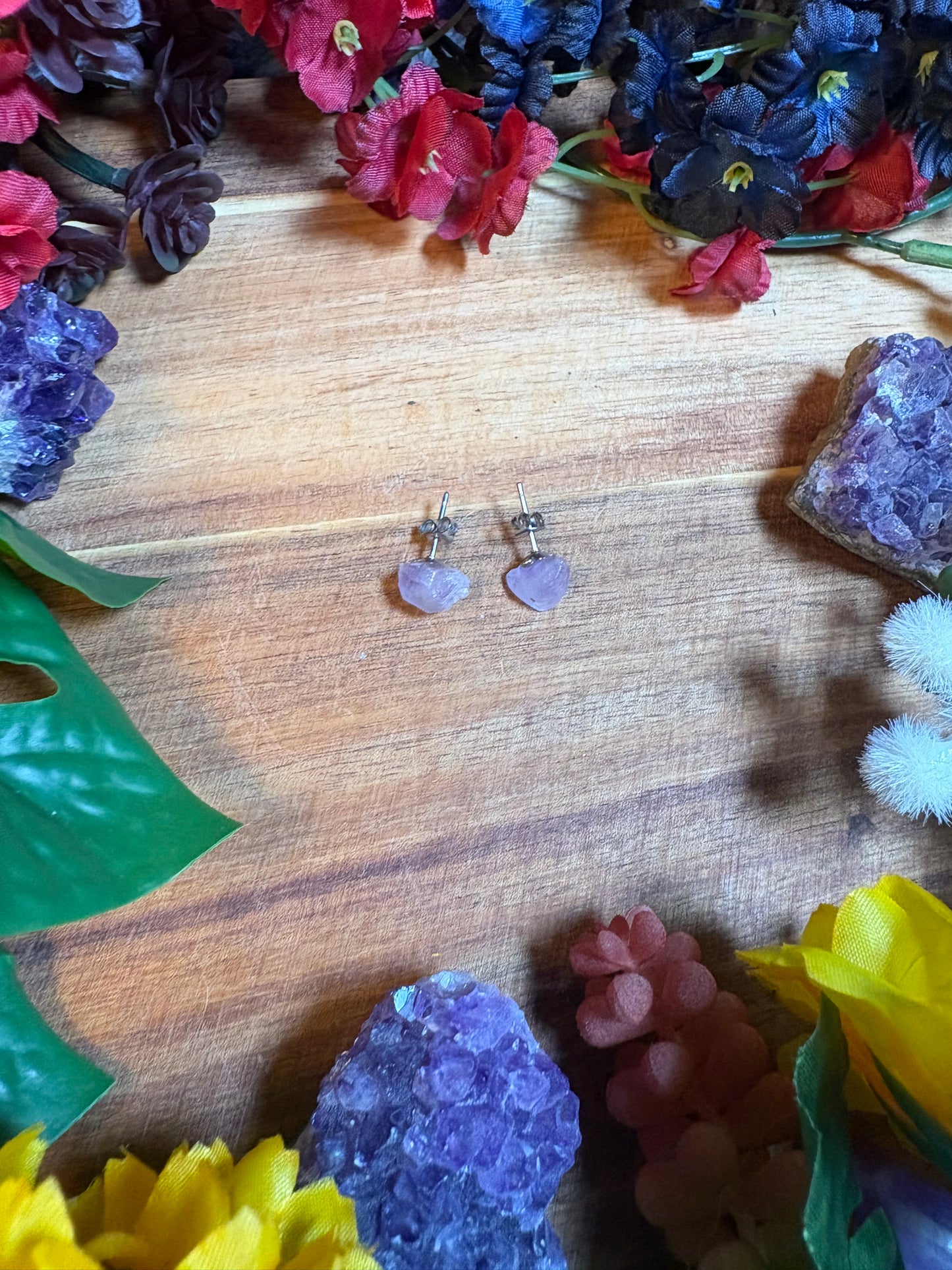 Amethyst Ascension Stainless Steel Stud Earrings