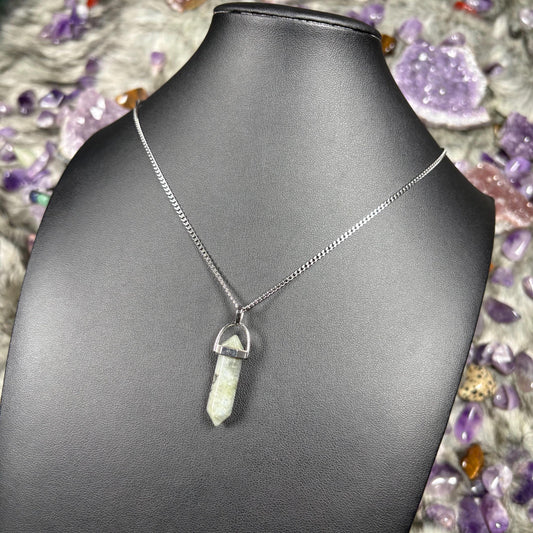 Labradorite Hexagonal Double-Terminated Silver Stainless Steel Chain Necklace