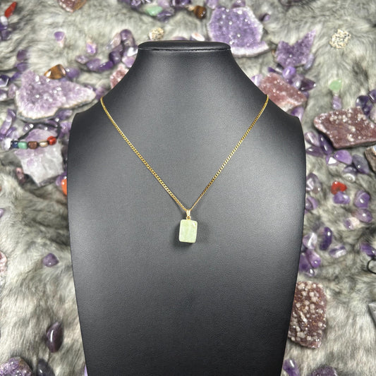 Jade Crystal Gold Stainless Steel Chain Necklace