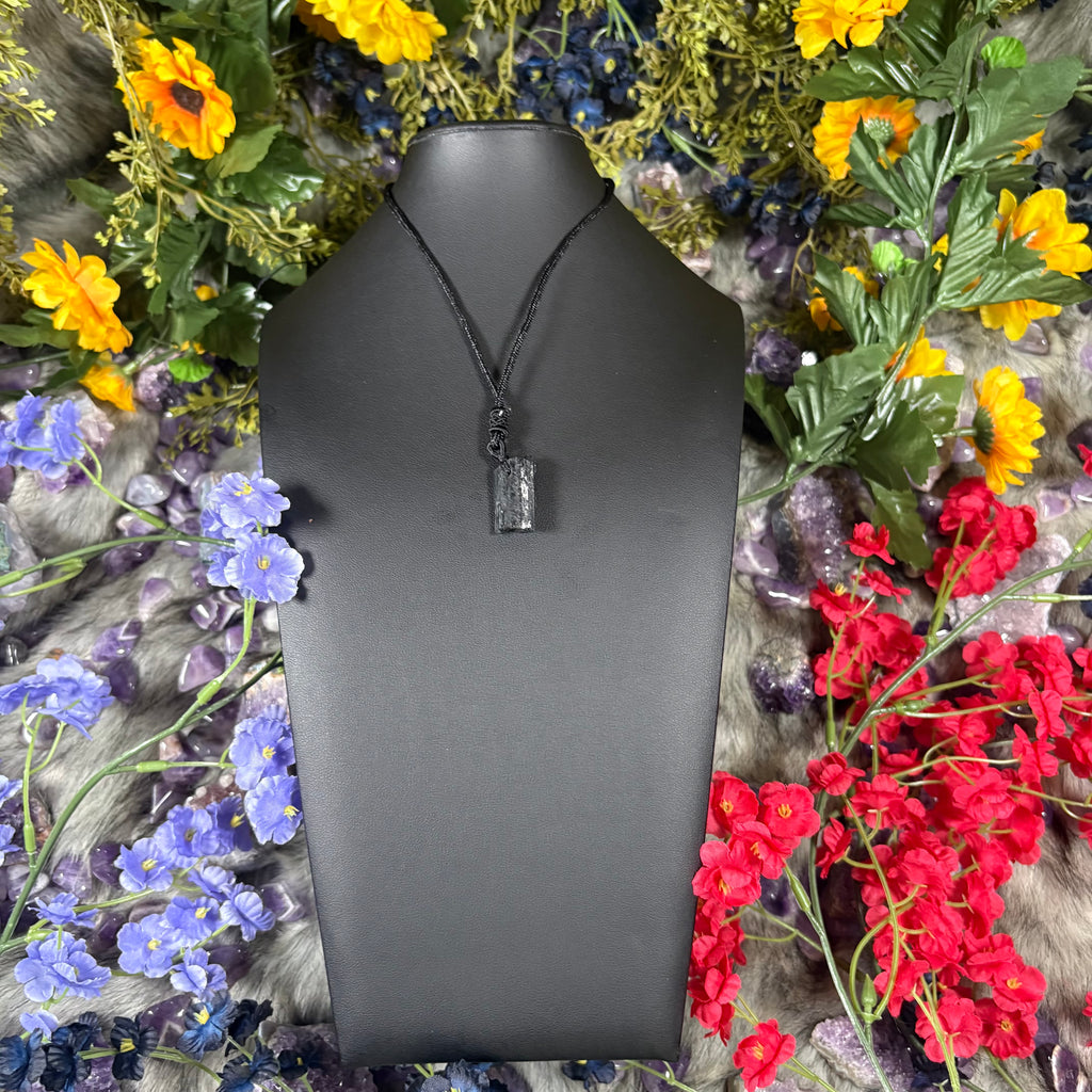 RAW Tourmaline Earthstone Adjustable Cord Necklace