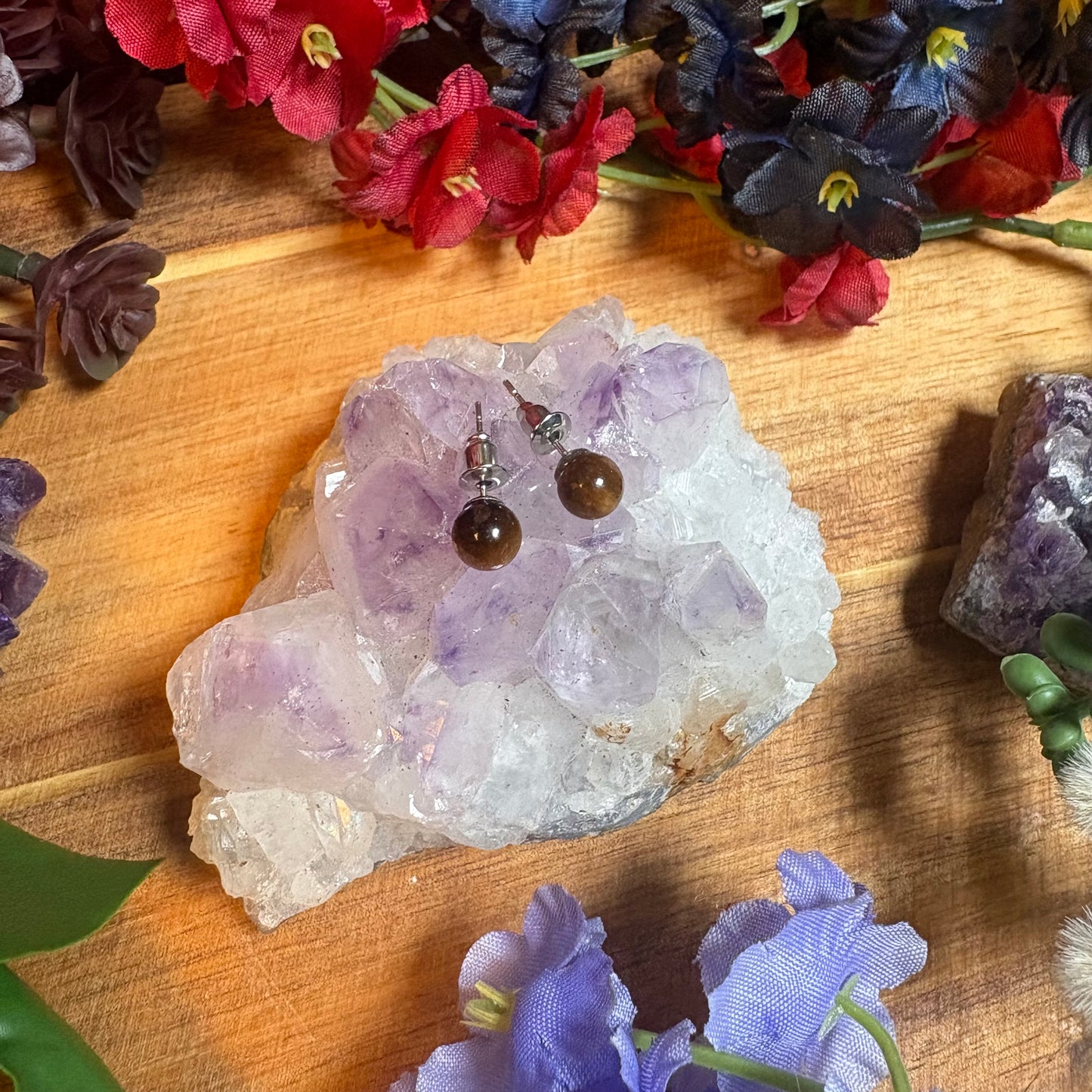 Tiger Eye Aura Stud Earrings