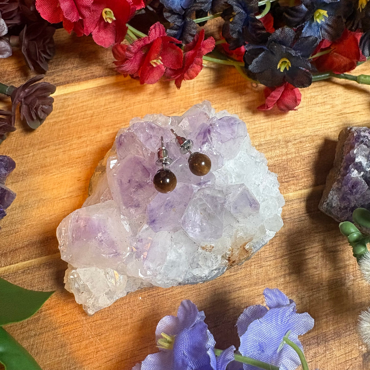 Tiger Eye Aura Stud Earrings
