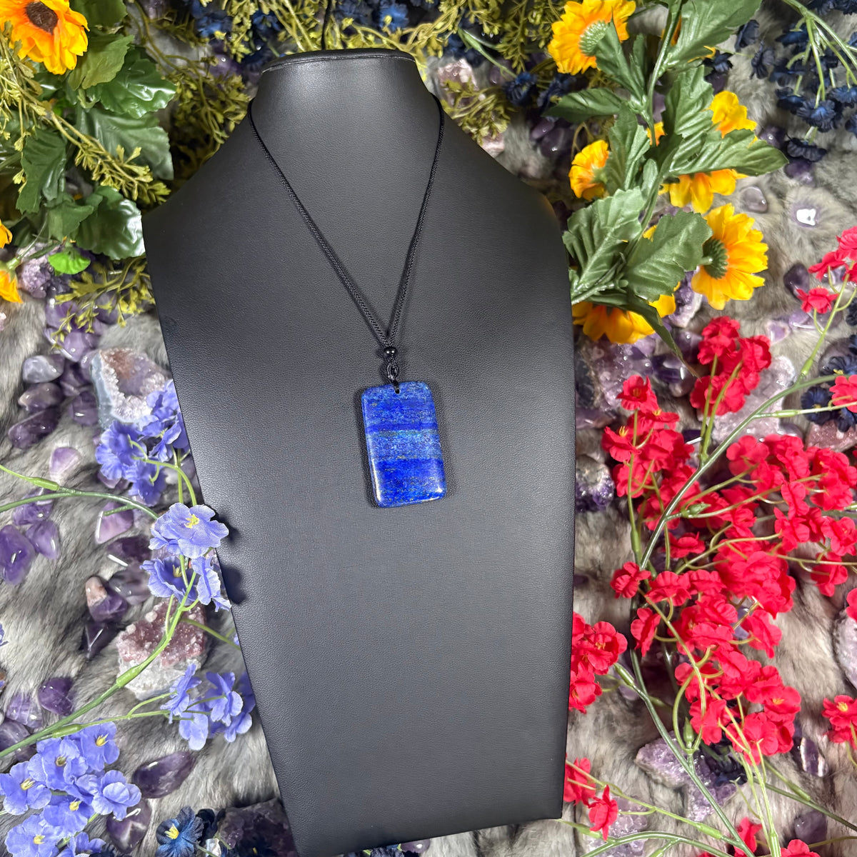 Lapis Lazuli Sacred Relic Necklace Adjustable Cord