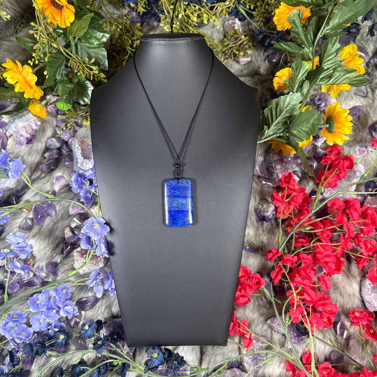 Lapis Lazuli Sacred Relic Necklace Adjustable Cord