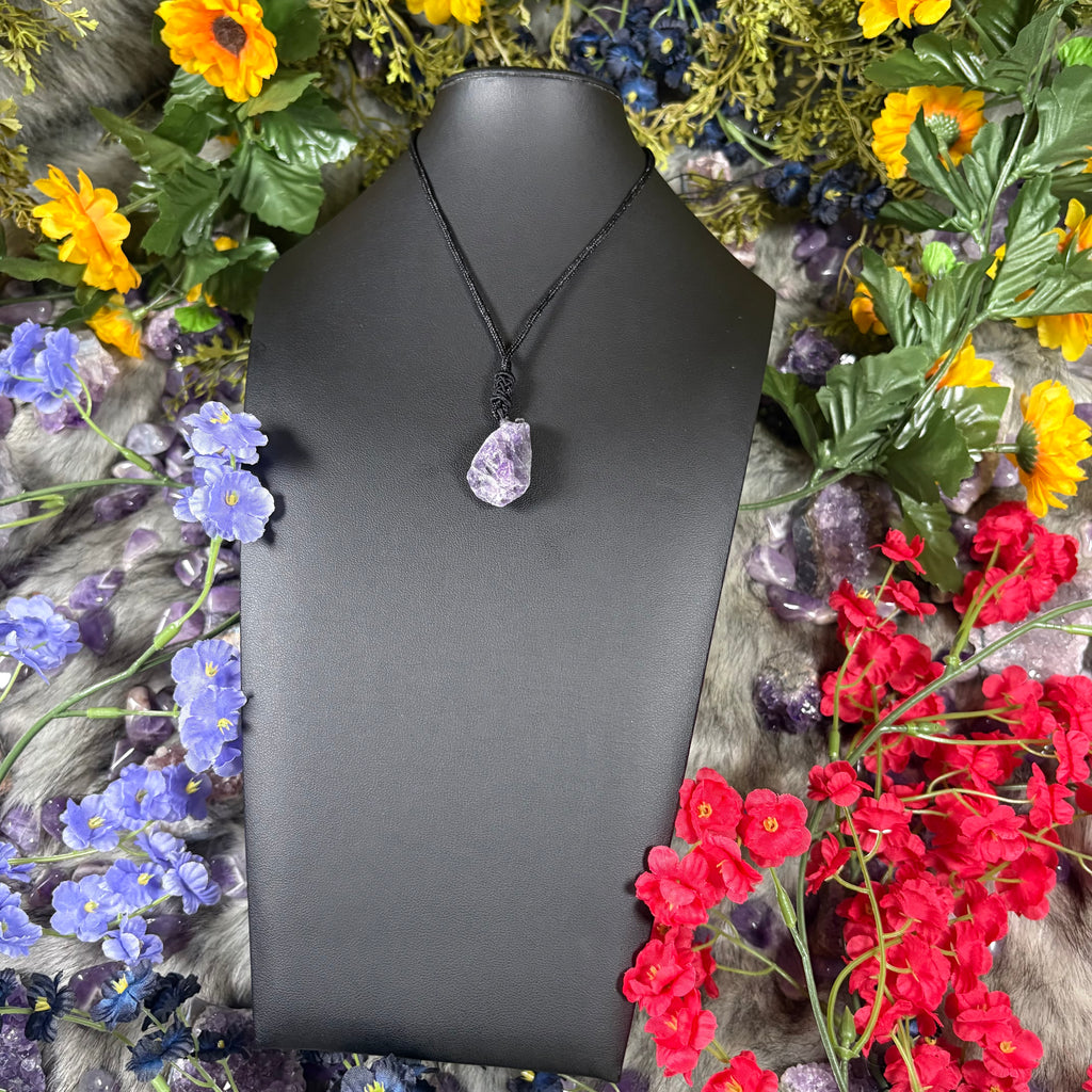 RAW Amethyst Earthstone Adjustable Cord Necklace