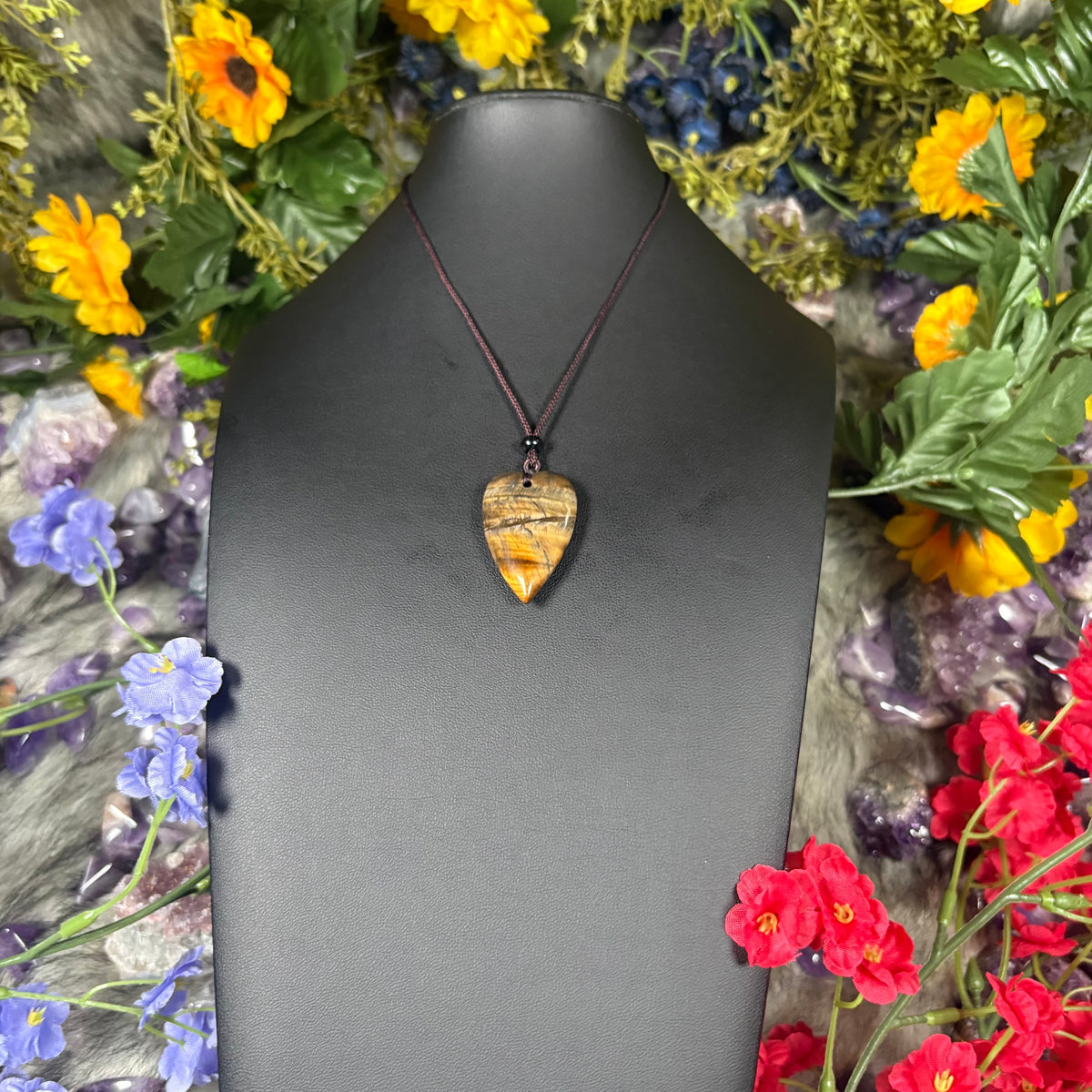 Tiger's Eye Heart Talisman Necklace
