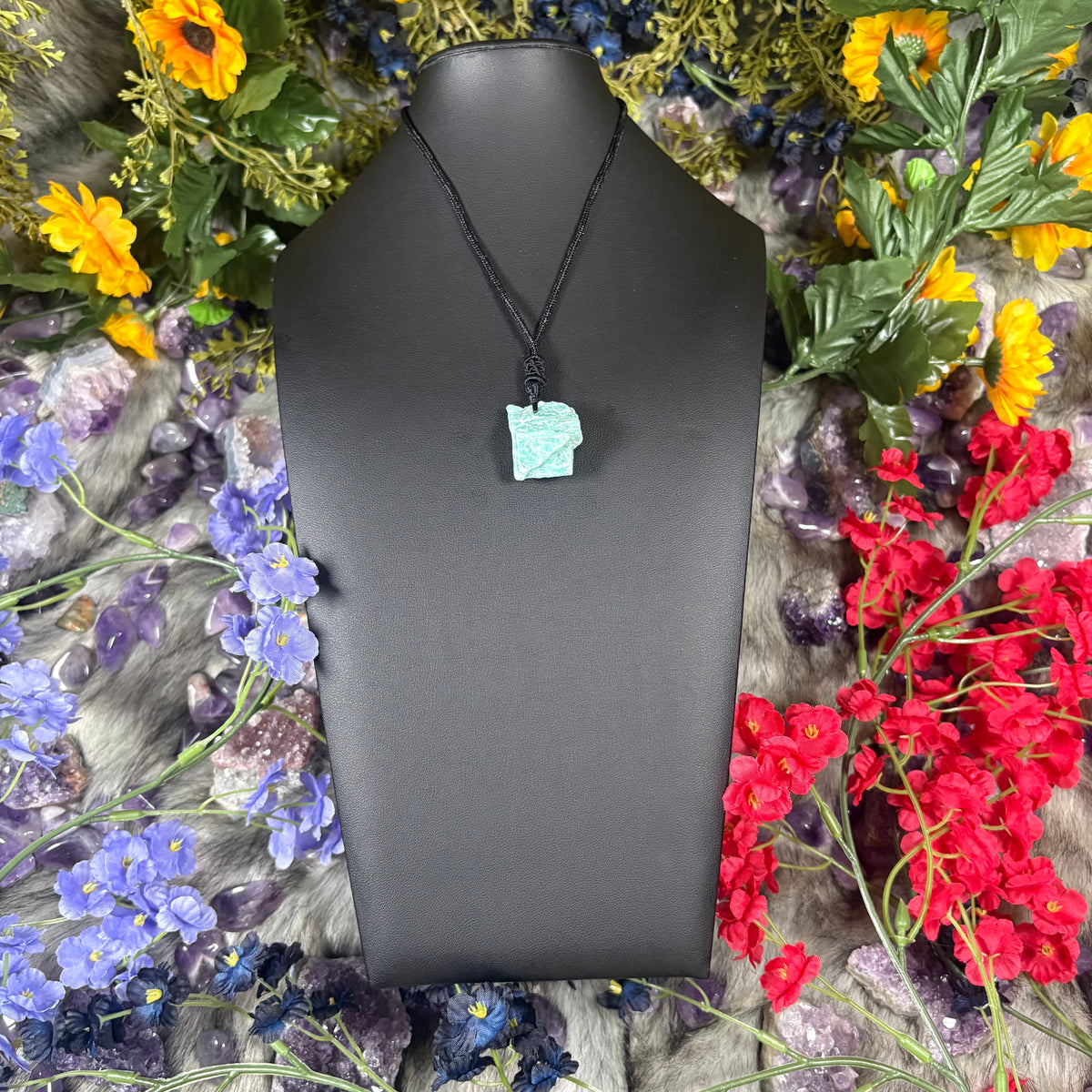 RAW Amazonite Earthstone Adjustable Cord Necklace