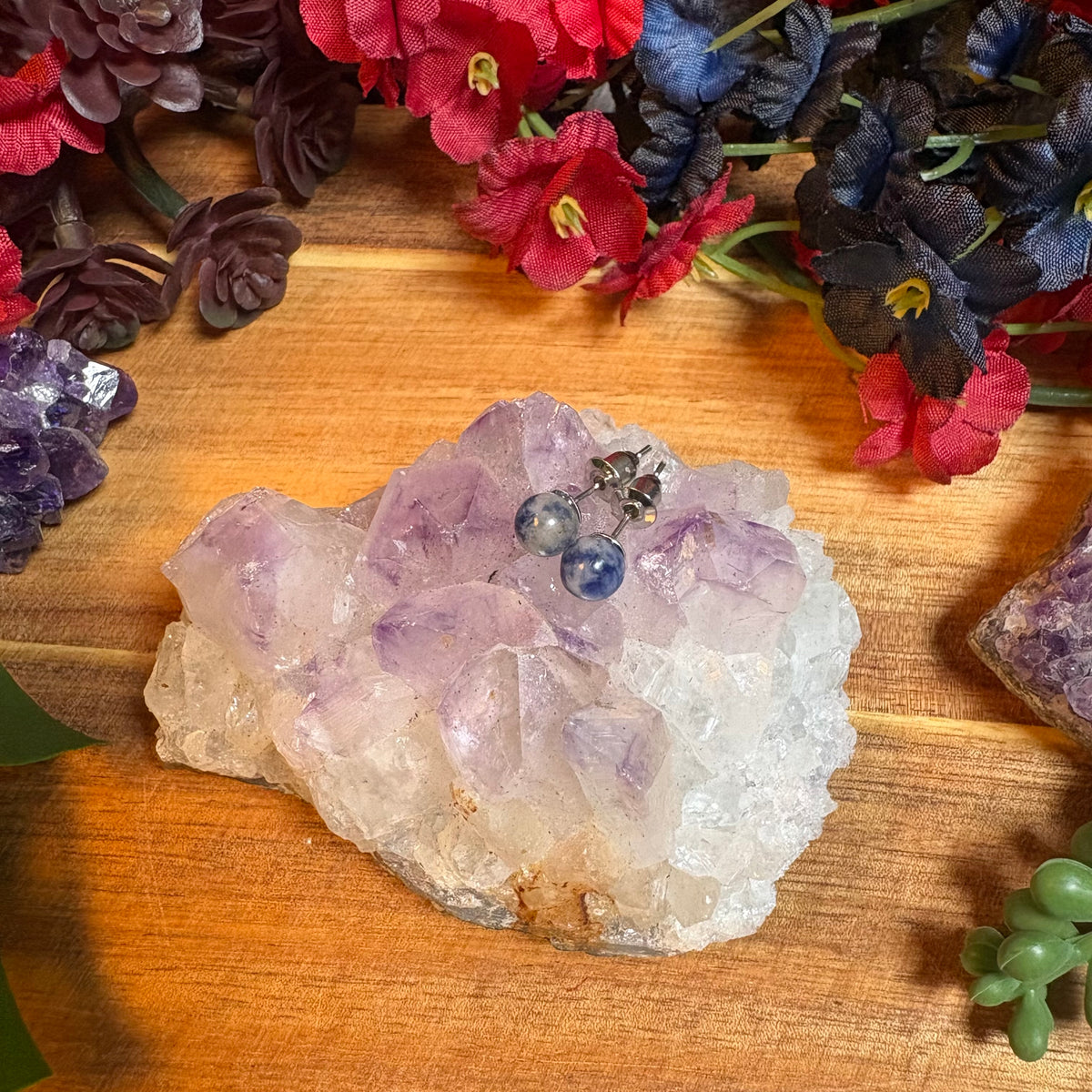 Blue Dot Jasper Aura Stud Earrings