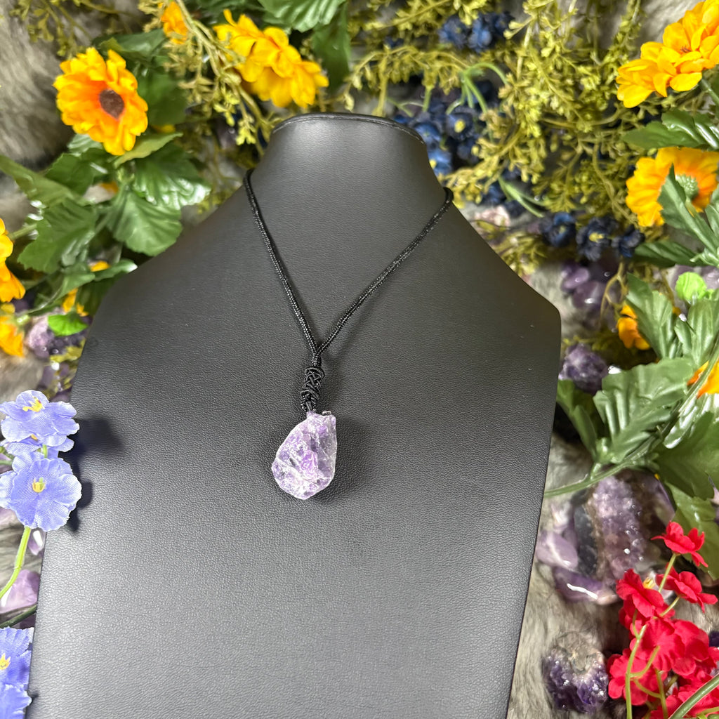 RAW Amethyst Earthstone Adjustable Cord Necklace