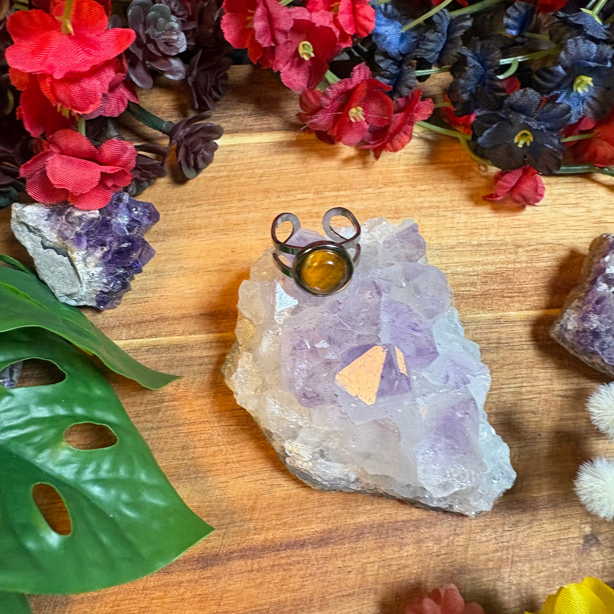 Tiger Eye Silver SoulFire Silver Stainless Steel Adjustable Ring