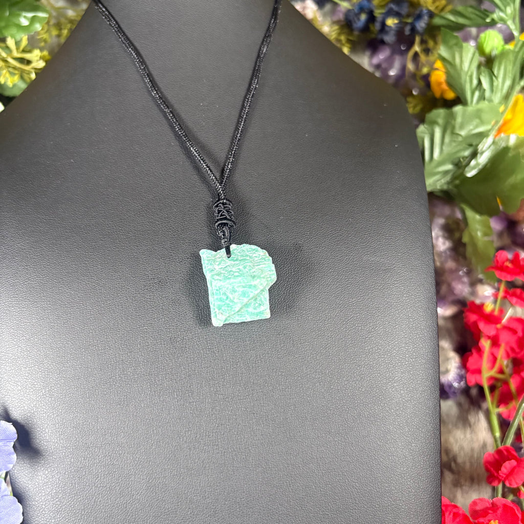 RAW Amazonite Earthstone Adjustable Cord Necklace
