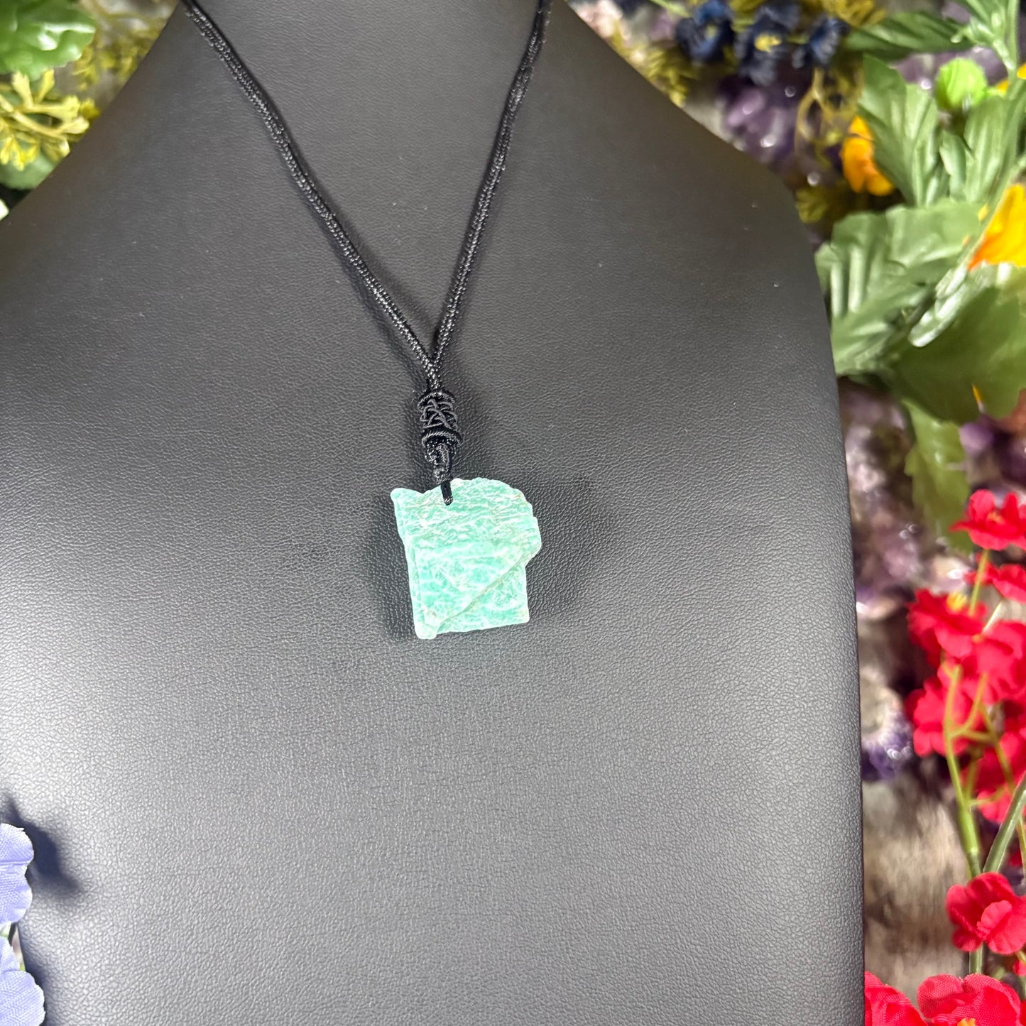 RAW Amazonite Earthstone Adjustable Cord Necklace