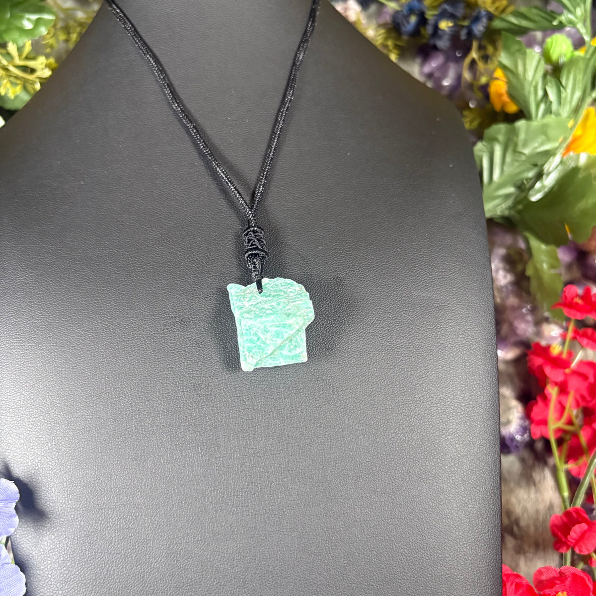 RAW Amazonite Earthstone Adjustable Cord Necklace