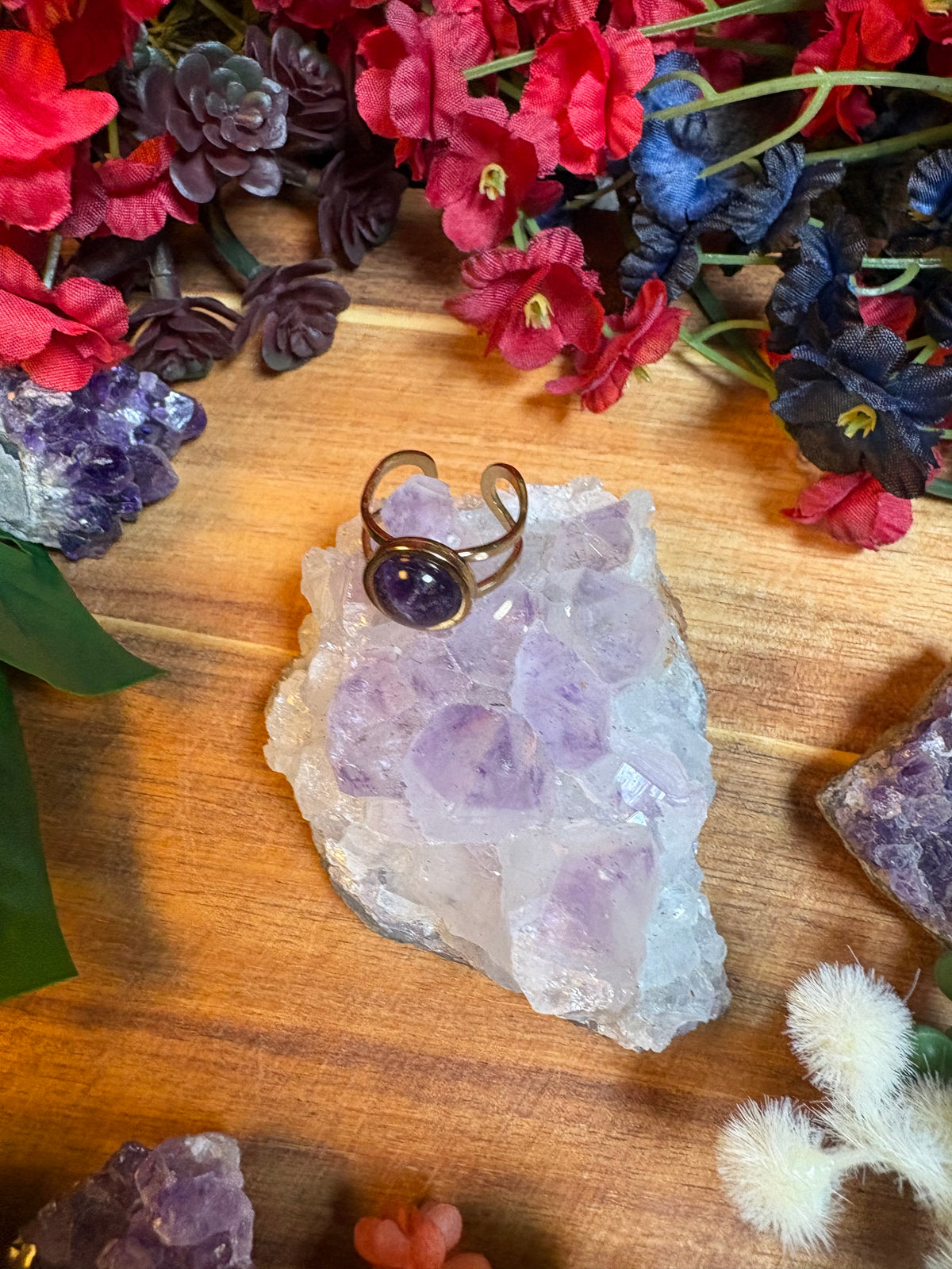 Amethyst SoulFire Gold Stainless Steel Ring