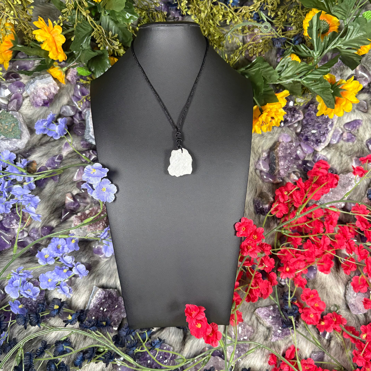 RAW Clear Quartz EarthStone Adjustable Cord Necklace