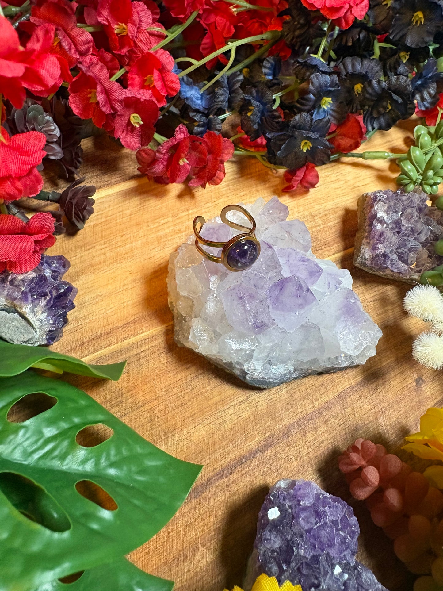 Amethyst SoulFire Gold Stainless Steel Ring