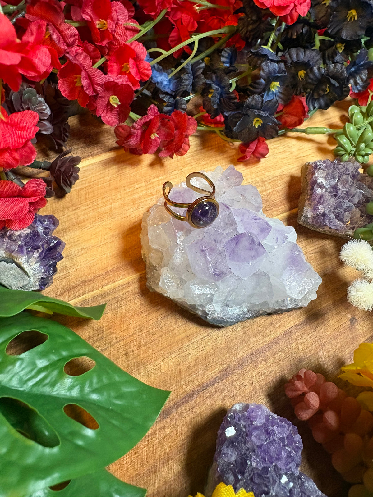 Amethyst SoulFire Gold Stainless Steel Ring