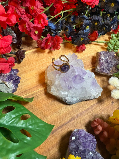 Amethyst SoulFire Gold Stainless Steel Ring
