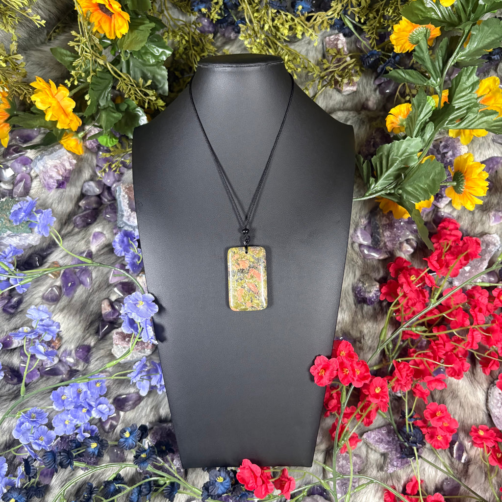 Unakite Sacred Relic Necklace Adjustable Cord
