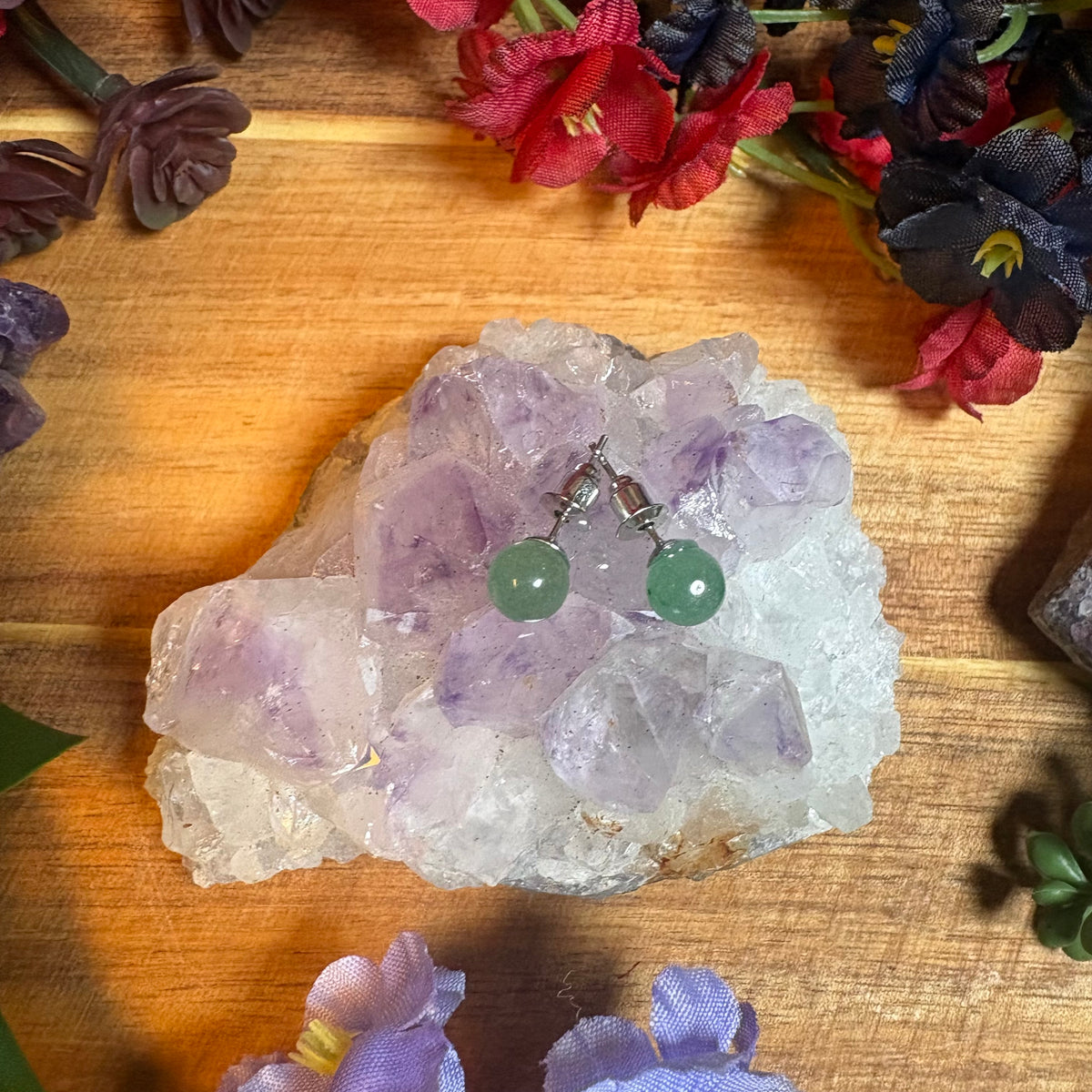 Green Aventurine Aura Stud Earrings