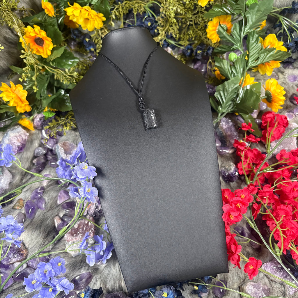 RAW Tourmaline Earthstone Adjustable Cord Necklace