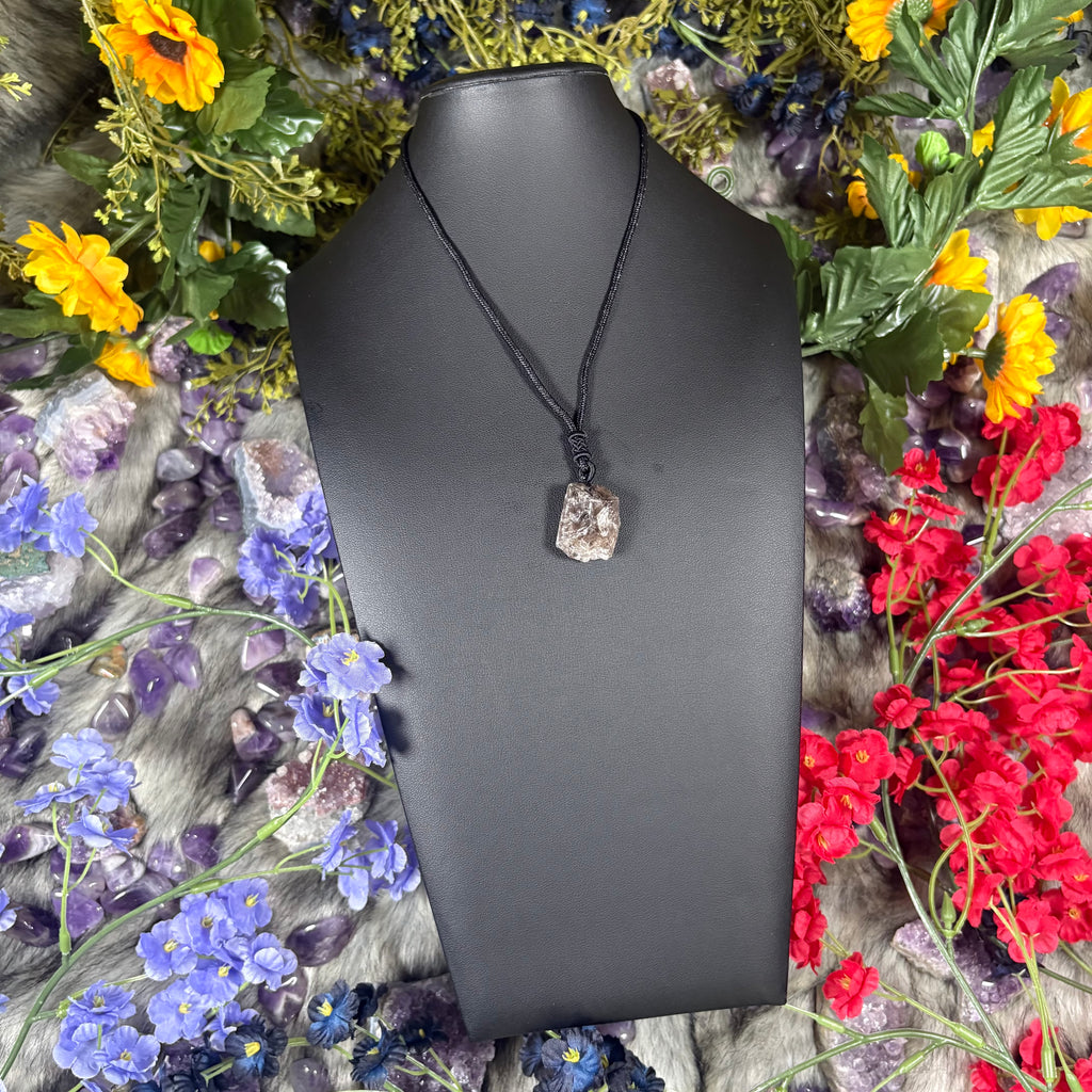 RAW Smokey Quartz Earthstone Adjustable Cord Necklace