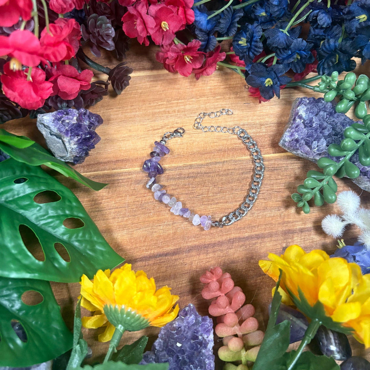 Amethyst Silver Aura Luxury Bracelet