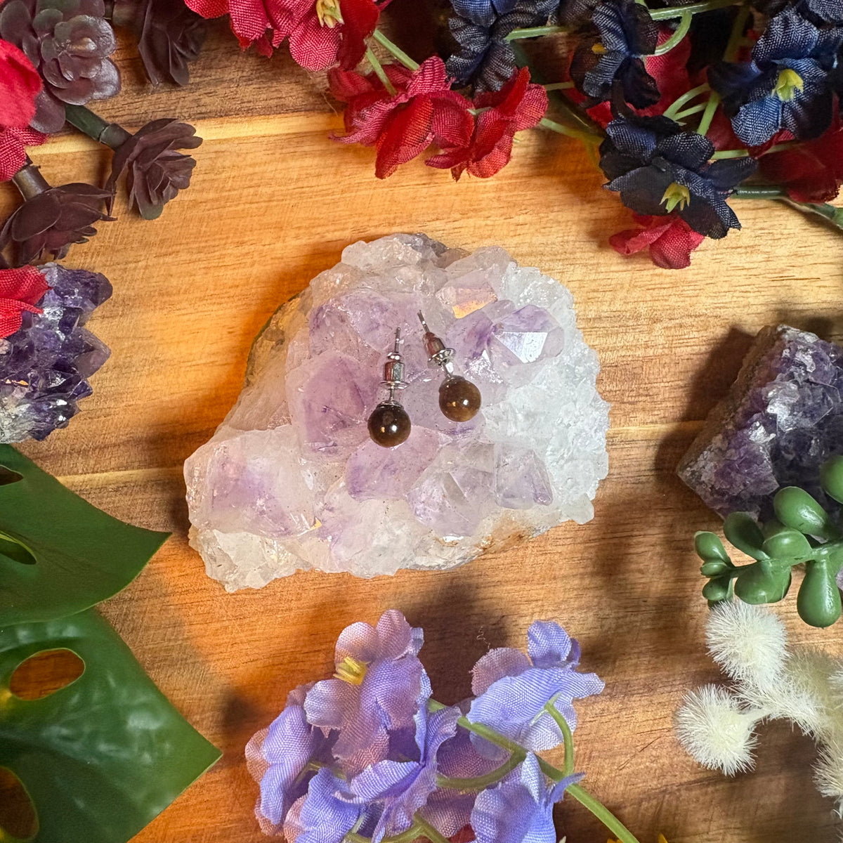 Tiger Eye Aura Stud Earrings