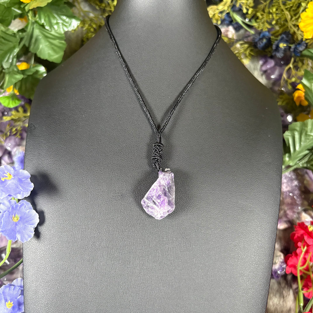 RAW Amethyst Earthstone Adjustable Cord Necklace