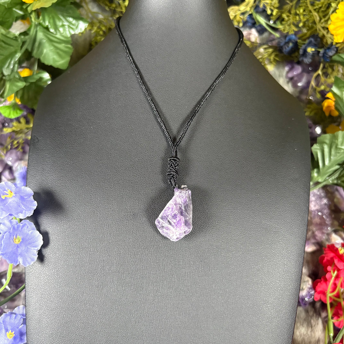 RAW Amethyst Earthstone Adjustable Cord Necklace