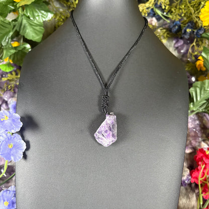 RAW Amethyst Earthstone Adjustable Cord Necklace