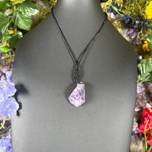 RAW Amethyst Earthstone Adjustable Cord Necklace