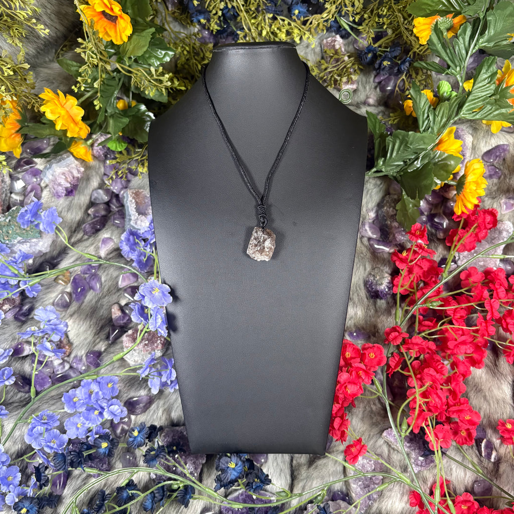 RAW Smokey Quartz Earthstone Adjustable Cord Necklace