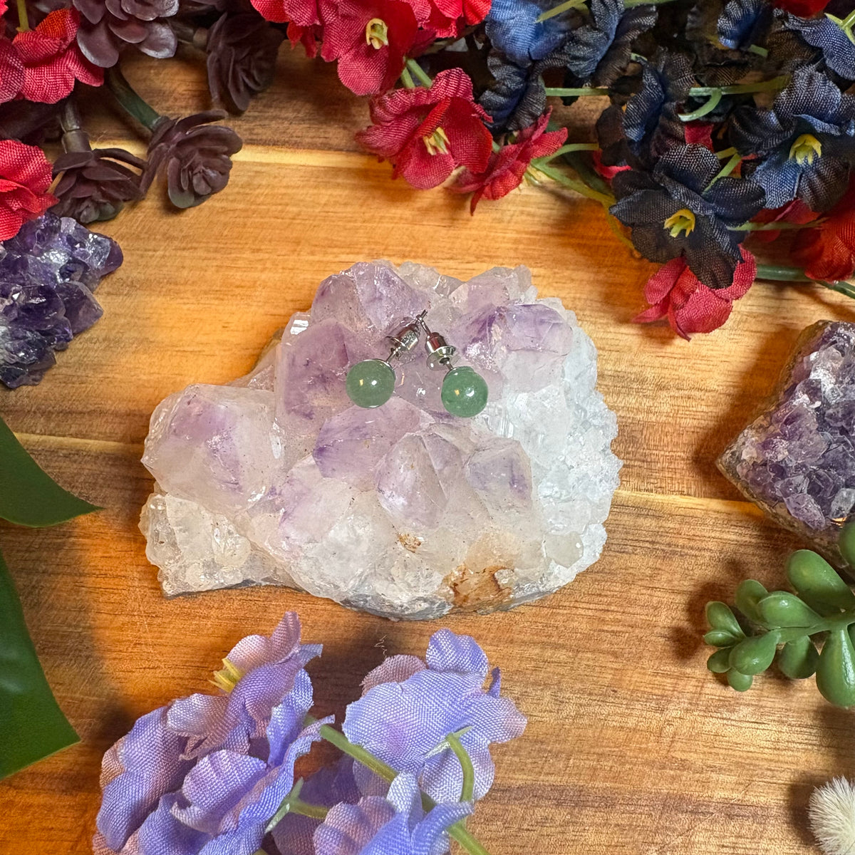 Green Aventurine Aura Stud Earrings
