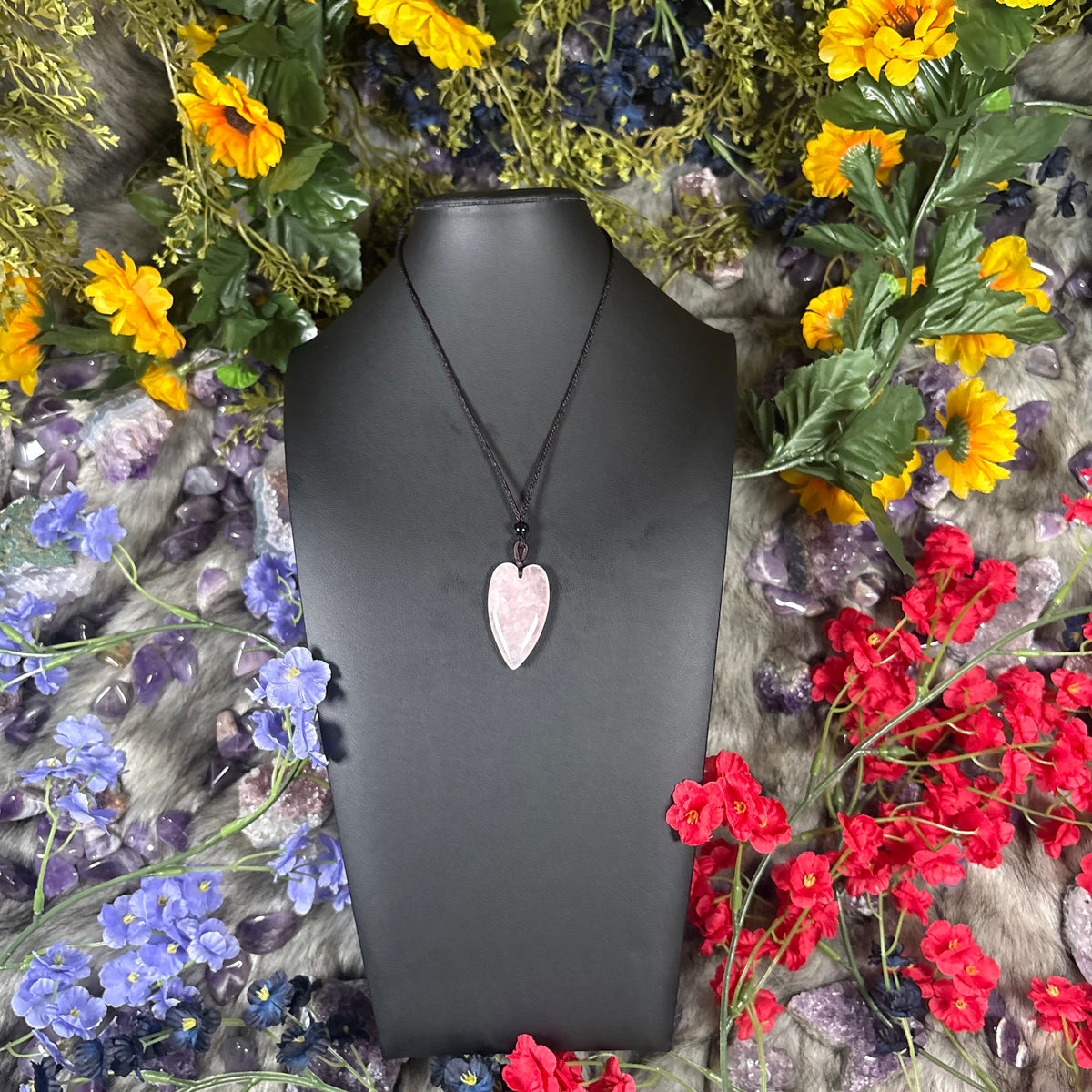 Rose Quartz Heart Talisman Necklace