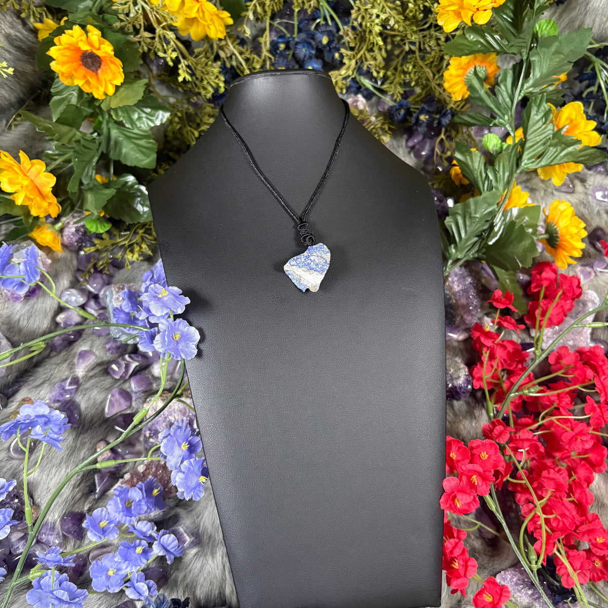 RAW Lapis Lazuli Earthstone Adjustable Cord Necklace