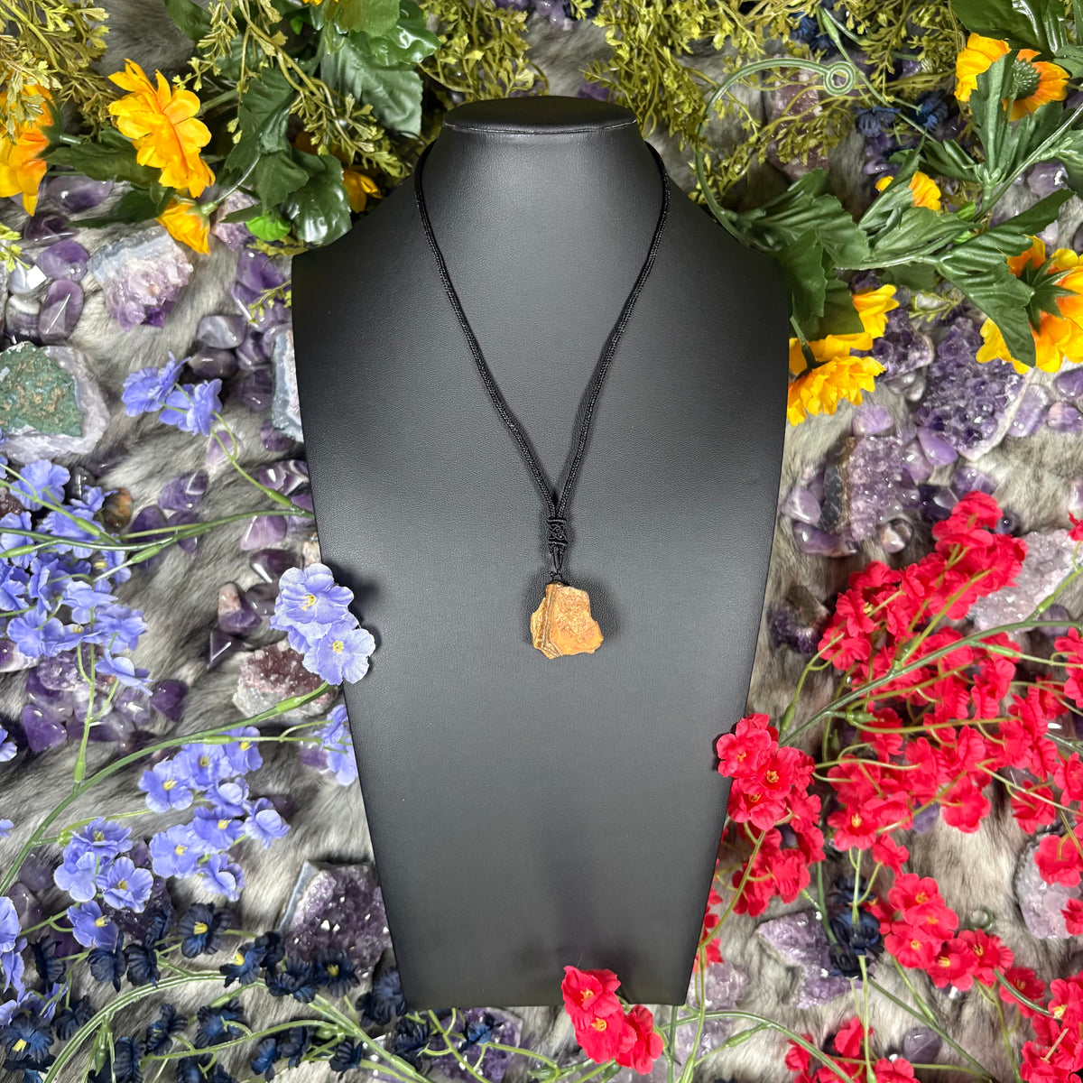 RAW Tiger Eye EarthStone Adjustable Cord Necklace