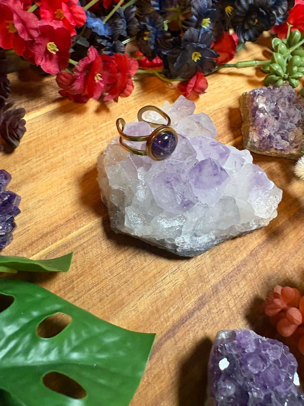 Amethyst SoulFire Gold Stainless Steel Ring