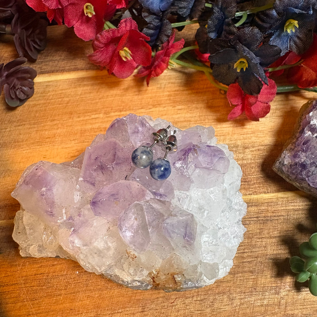 Blue Dot Jasper Aura Stud Earrings