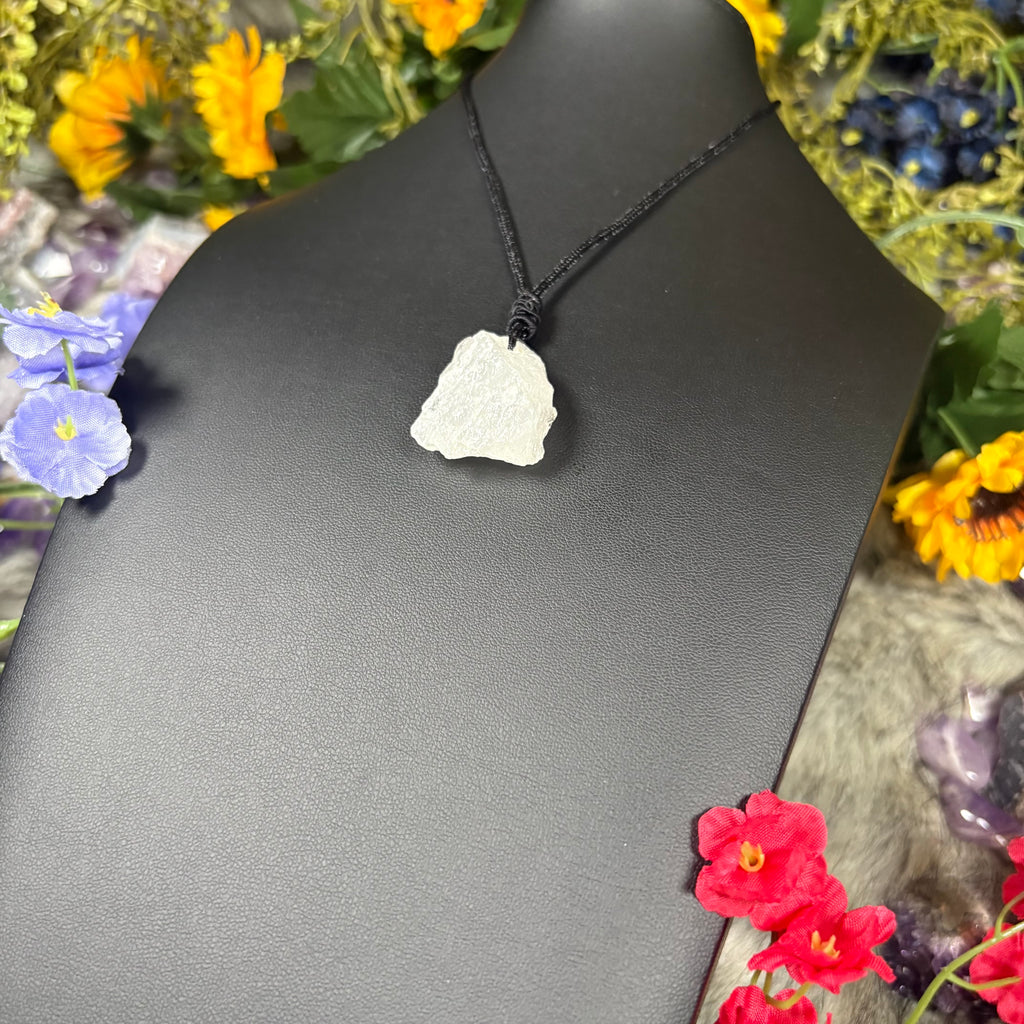 RAW Clear Quartz EarthStone Adjustable Cord Necklace