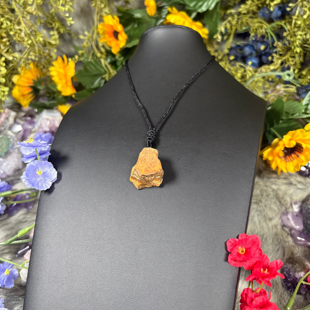 RAW Tiger Eye EarthStone Adjustable Cord Necklace