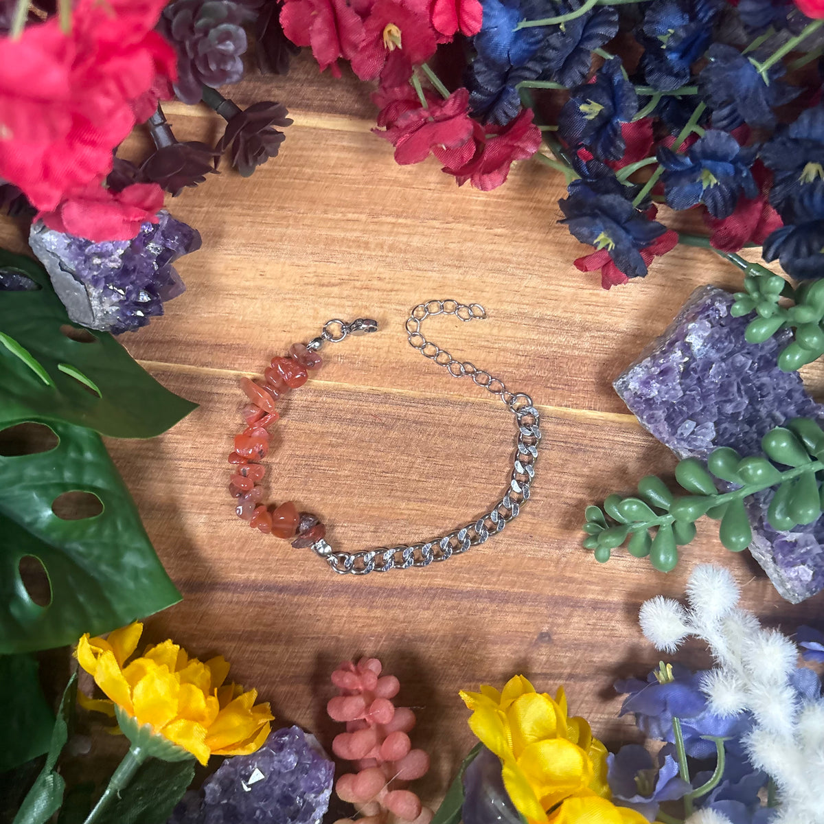 Carnelian Silver Aura Luxury Bracelet