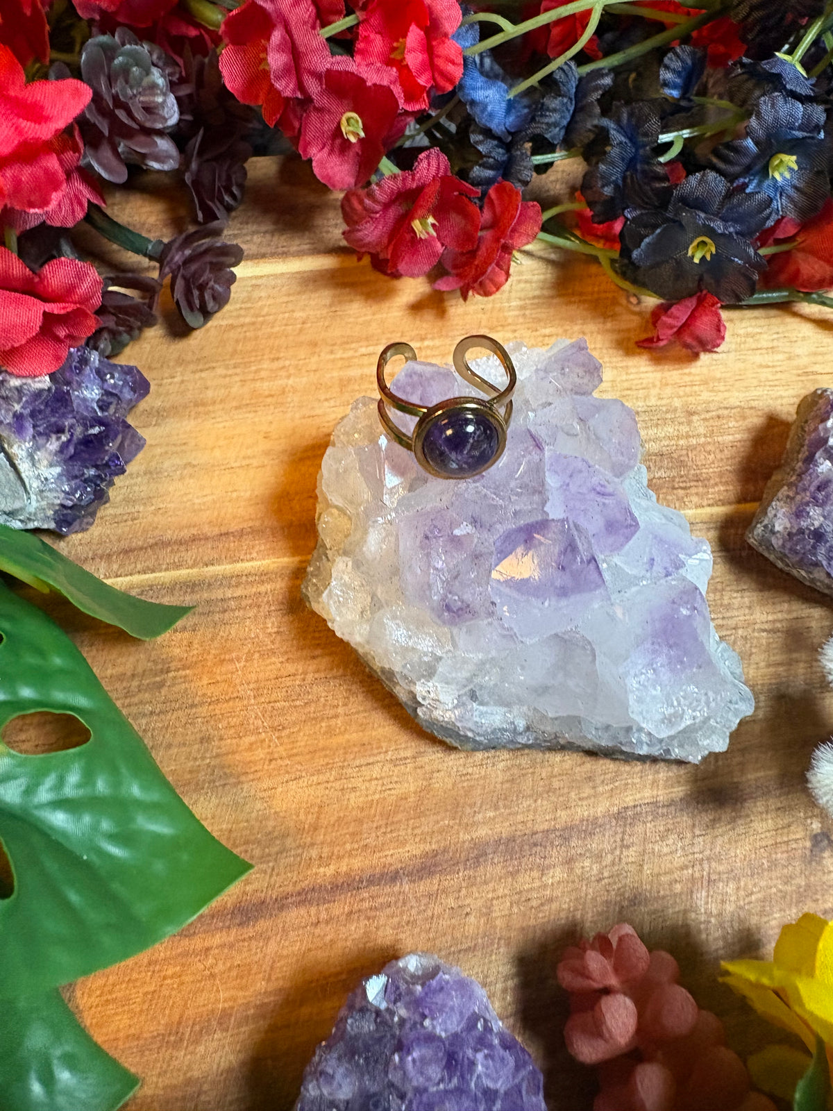 Amethyst SoulFire Gold Stainless Steel Ring