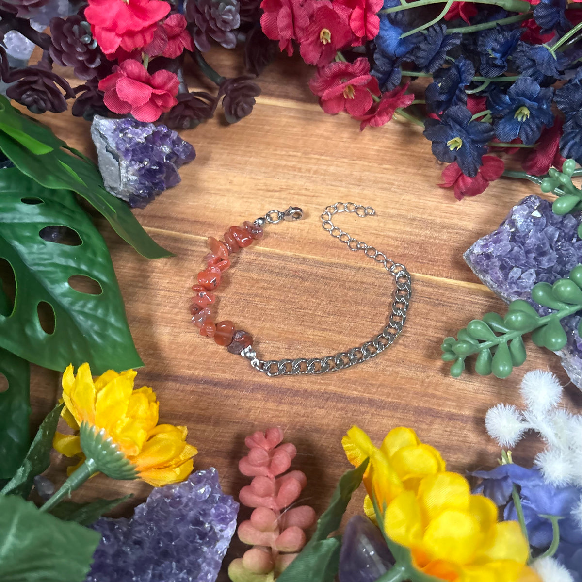 Carnelian Silver Aura Luxury Bracelet
