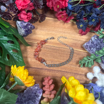 Carnelian Silver Aura Luxury Bracelet
