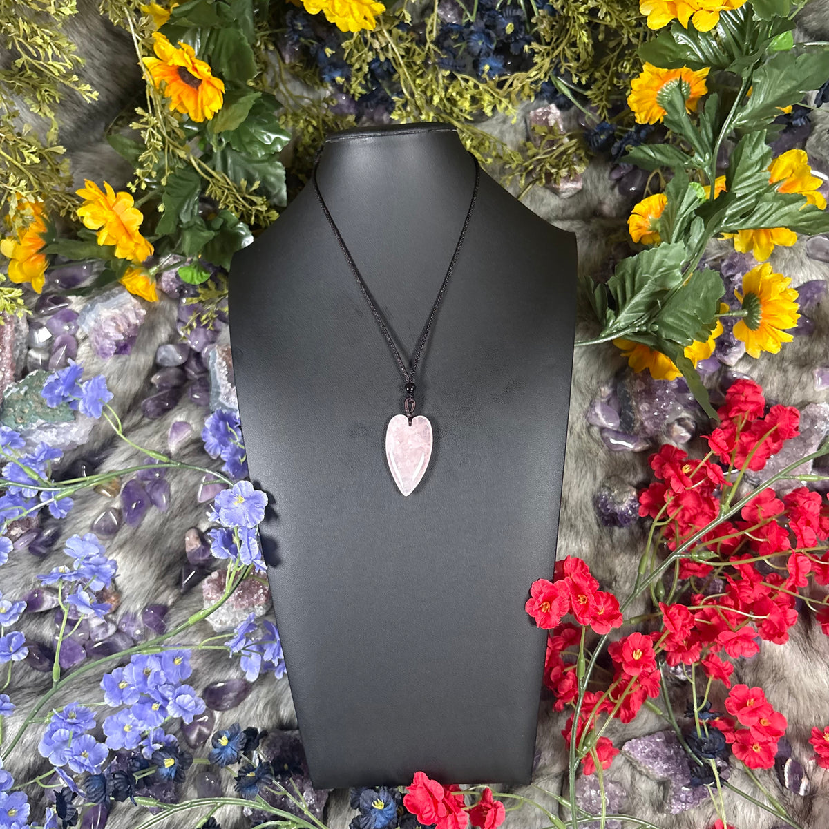 Rose Quartz Heart Talisman Necklace