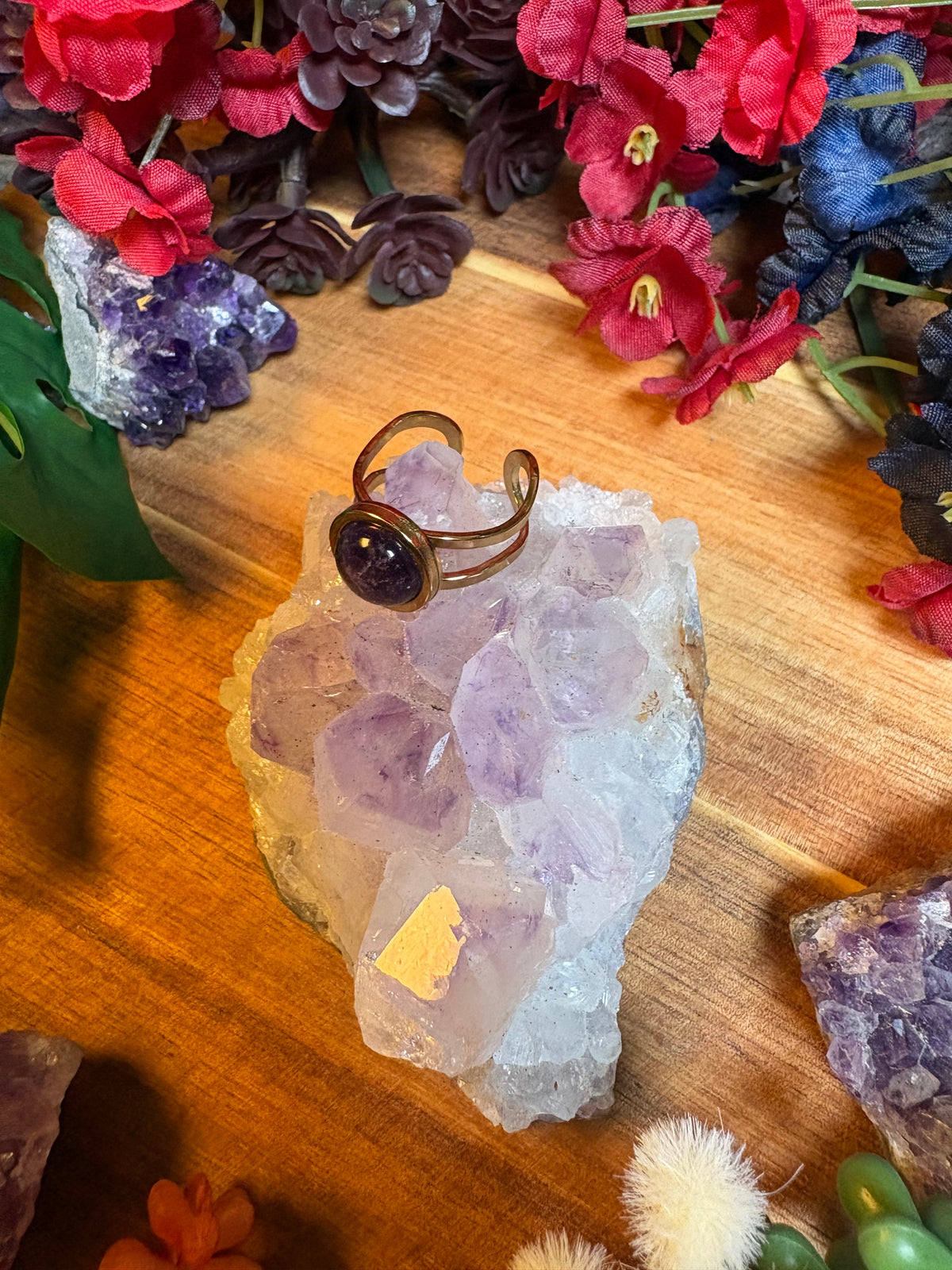 Amethyst SoulFire Gold Stainless Steel Ring
