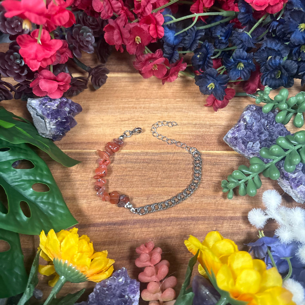 Carnelian Silver Aura Luxury Bracelet